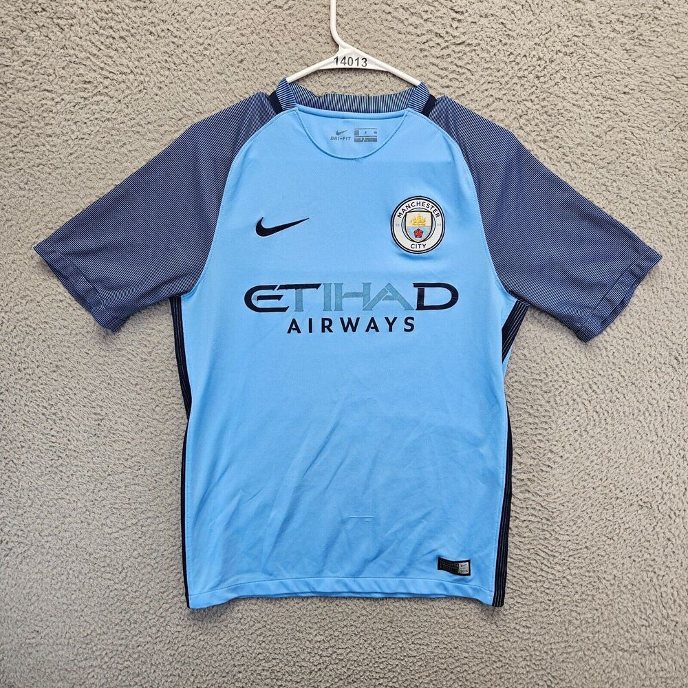 Nike Manchester City 2016 2017 Home Football Soccer Jersey Shirt Mens Small Blue